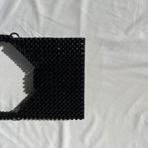 Squared Black medium beaded bag