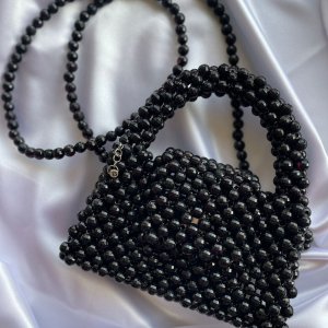 Black small bag with round beads