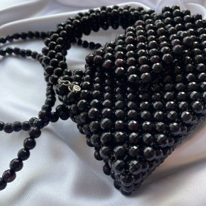 Black small bag with round beads