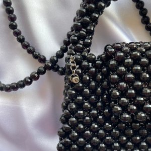 Black small bag with round beads