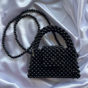 Black small bag with round beads