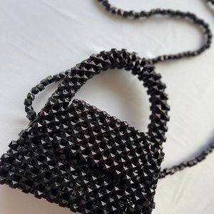 Black small bag with square beads