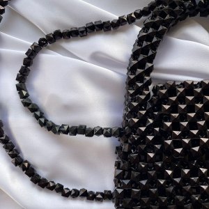 Black small bag with square beads