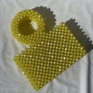 Yellow Crystal beaded bag