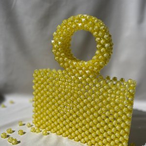 Yellow Crystal beaded bag