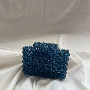 Small blue beaded Wallet