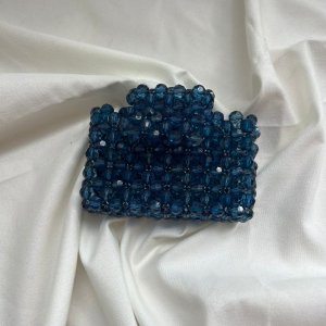 Small blue beaded Wallet