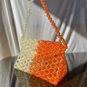 Medium two colors triangle beaded shoulder bag