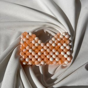 Mini beaded orange Cardholder