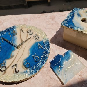 wallclock 30cm,tissue box,coaster from resin for decoration