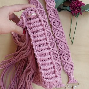 Women pink macrame cross bag