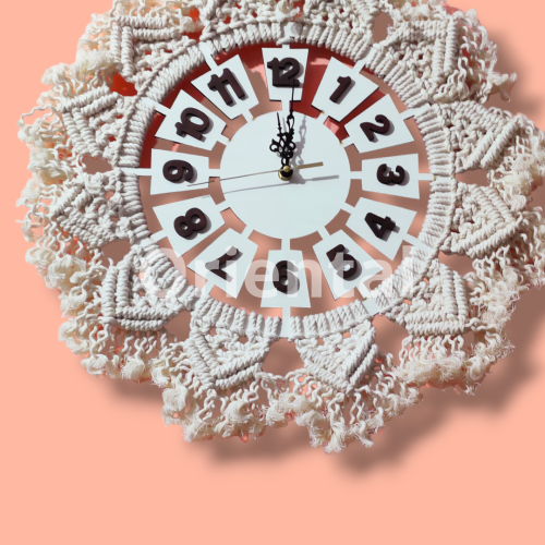 Macrame wall clock_for home decor