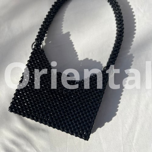 Squared Black medium beaded bag