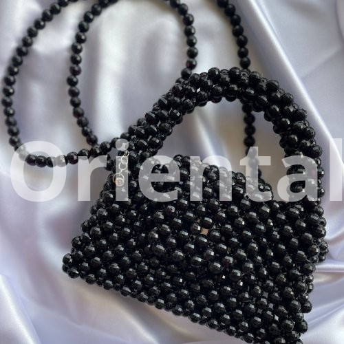 Black small bag with round beads