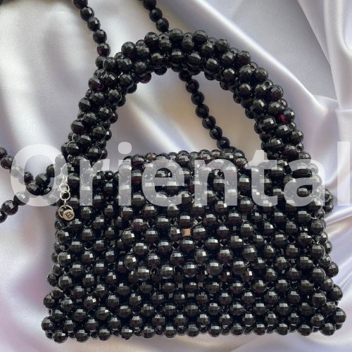 Black small bag with round beads