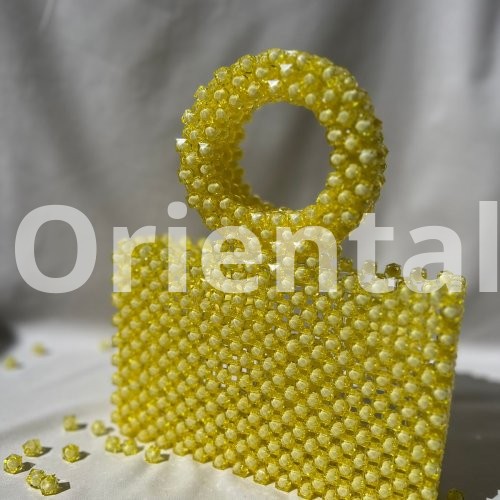 Yellow Crystal beaded bag