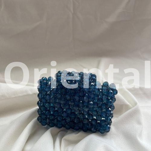 Small blue beaded Wallet