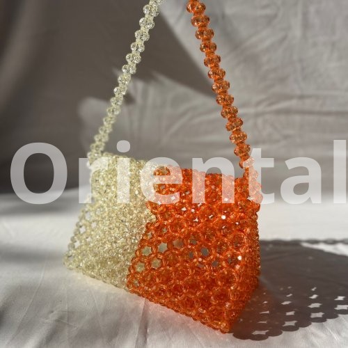 Medium two colors triangle beaded shoulder bag