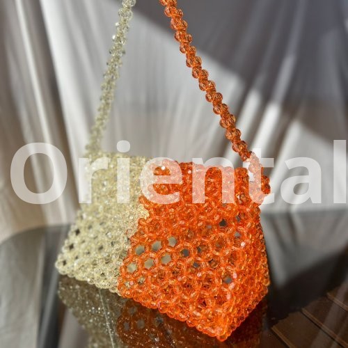 Medium two colors triangle beaded shoulder bag