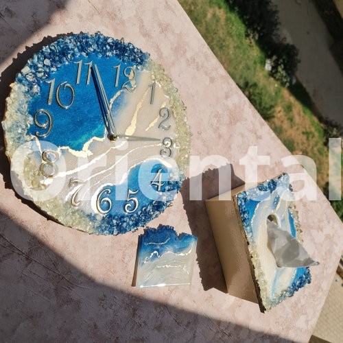 wallclock 30cm,tissue box,coaster from resin for decoration