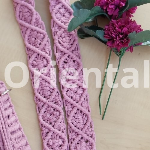 Women pink macrame cross bag