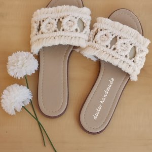 Off white macrame slipper