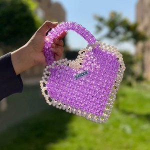 Crystal heart handbag with pearl edges