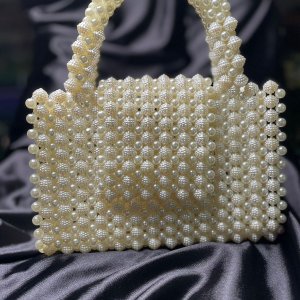 Beaded off white loly bag