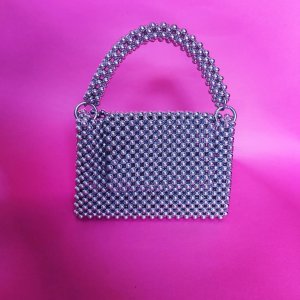 Beaded silver handbag and crossbody bag