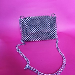 Beaded silver handbag and crossbody bag