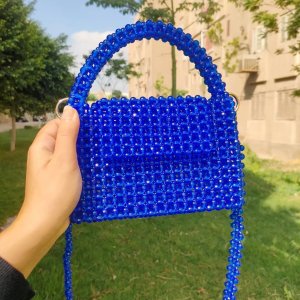 Blue crystal handbag and crossbody bag