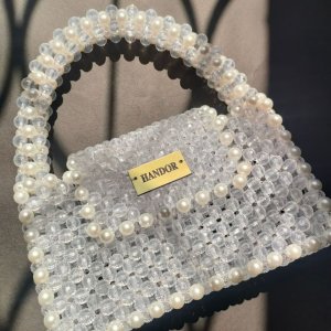 Crystal handbag with pearl edges