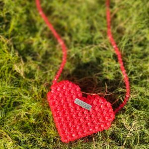 Red heart crossbody bag