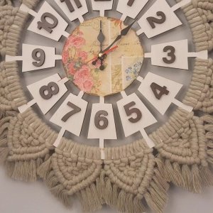 Macrame clock for decoration