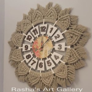 Macrame clock for decoration