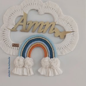 Macrame cloud hanging with name for decoration