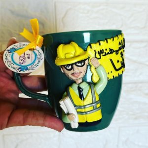 Engineer shaped clay mug