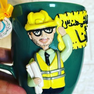 Engineer shaped clay mug