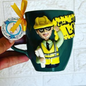 Engineer shaped clay mug