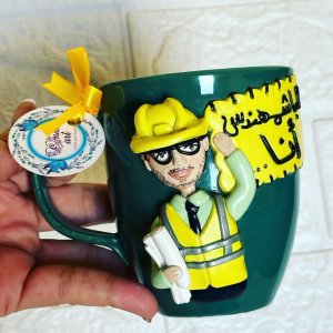 Engineer shaped clay mug