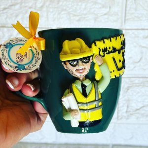 Engineer shaped clay mug