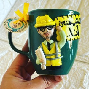 Engineer shaped clay mug