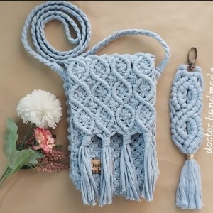 A set made from macrame, bag and slipper