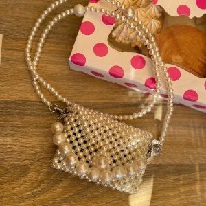 beaded off white small loly bag