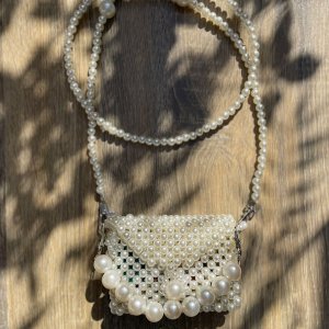 beaded off white small loly bag