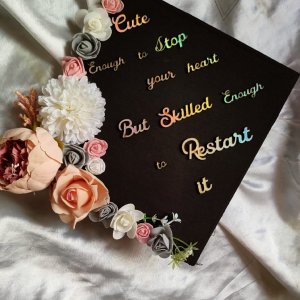 Satin graduation cap with name