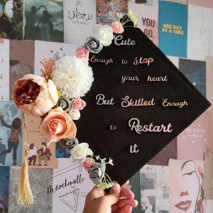 Satin graduation cap with name