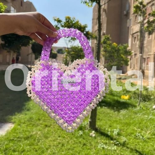 Crystal heart handbag with pearl edges