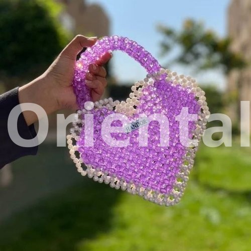 Crystal heart handbag with pearl edges