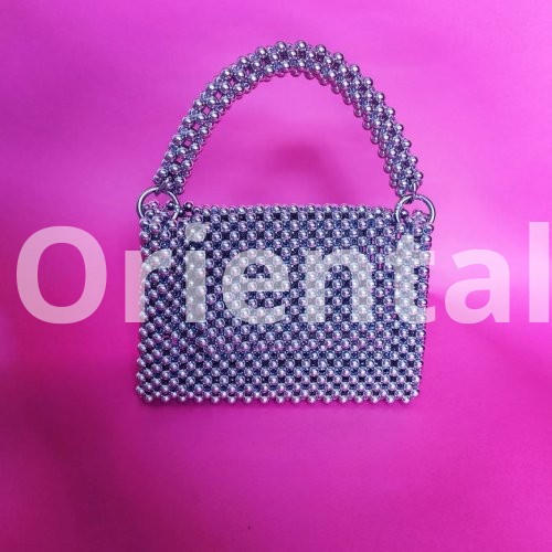 Beaded silver handbag and crossbody bag